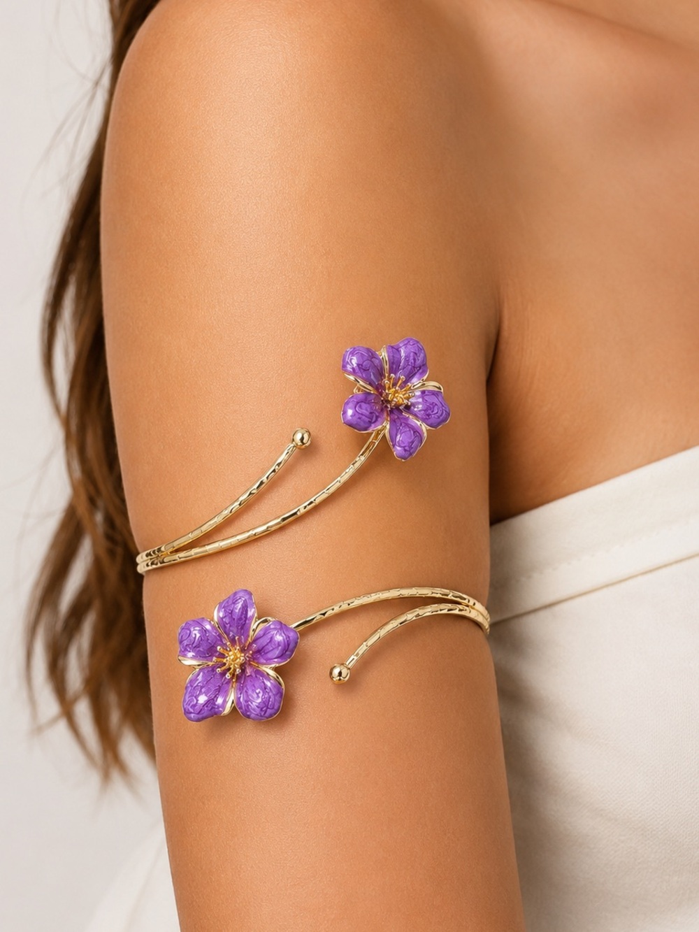 Purple flower upper arm cuff